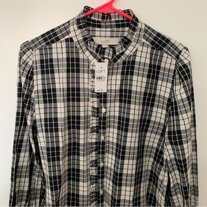 Loft button down ruffle shirt